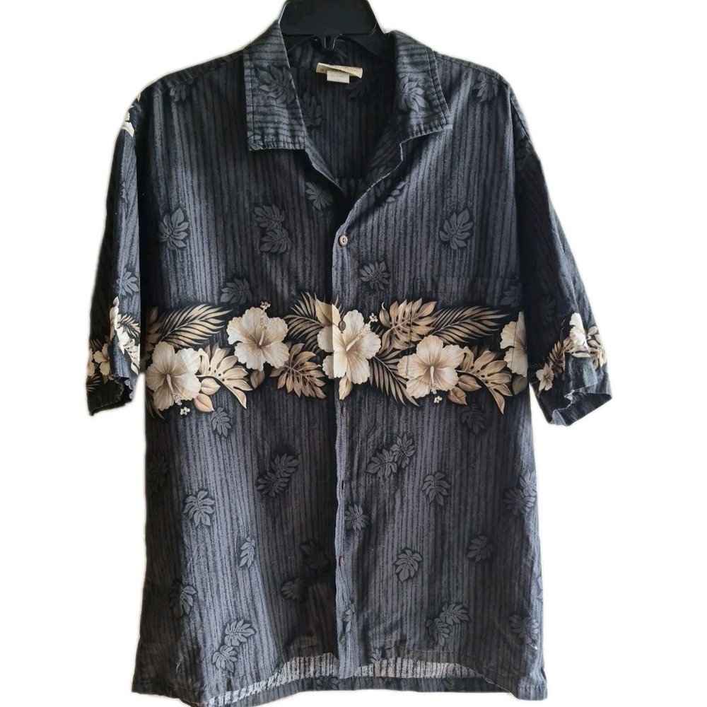 Winnie Fashion Hawaiian Button Up Men's Shirt Floral 2XL Made in Hawaii Cotton